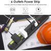 imageJUNNUJ Heavy Duty 20 Amp Power Strip 2 Pack High Amp Surge Protector 6 Outlet 20A Power Workshop Industrial Outlets Wide Spaced 620R TSlot with Circuit Breaker12 Gauge Extension Cord 6ft4FT