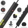 imageJUNNUJ Heavy Duty 20 Amp Power Strip 2 Pack High Amp Surge Protector 6 Outlet 20A Power Workshop Industrial Outlets Wide Spaced 620R TSlot with Circuit Breaker12 Gauge Extension Cord 6ft6FT