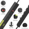imageJUNNUJ Heavy Duty 20 Amp Power Strip 2 Pack High Amp Surge Protector 6 Outlet 20A Power Workshop Industrial Outlets Wide Spaced 620R TSlot with Circuit Breaker12 Gauge Extension Cord 6ft10FT
