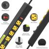 imageJUNNUJ Heavy Duty 20 Amp Power Strip 4800J High Amp Surge Protector 6 Outlet 20A Power Strips Workshop Industrial Outlets Wide Spaced 620R TSlot with Circuit Breaker 12 Gauge Extension Cord 6ftYellow