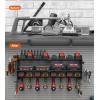 imageJUNNUJ Large Pegboard Power Tool Organizer with Charging Station 8 Drills Driver and Tools Battery Holder Wall Mount with 8 Outlet Power Strip Black 3Layer Shop Garage Storage Utility RackBlack
