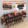 imageJUNNUJ Large Pegboard Power Tool Organizer with Charging Station 8 Drills Driver and Tools Battery Holder Wall Mount with 8 Outlet Power Strip Black 3Layer Shop Garage Storage Utility RackBlack