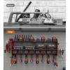 imageJUNNUJ Large Pegboard Power Tool Organizer with Charging Station 8 Drills Driver and Tools Battery Holder Wall Mount with 8 Outlet Power Strip Black 3Layer Shop Garage Storage Utility RackRed