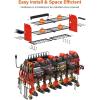 imageJUNNUJ Large Pegboard Power Tool Organizer with Charging Station 8 Drills Driver and Tools Battery Holder Wall Mount with 8 Outlet Power Strip Black 3Layer Shop Garage Storage Utility RackRed