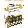 imageJUNNUJ Large Pegboard Power Tool Organizer with Charging Station 8 Drills Driver and Tools Battery Holder Wall Mount with 8 Outlet Power Strip Black 3Layer Shop Garage Storage Utility RackYellow