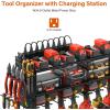 imageJUNNUJ Large Pegboard Power Tool Organizer with Charging Station 8 Drills Driver and Tools Battery Holder Wall Mount with 8 Outlet Power Strip Black 3Layer Shop Garage Storage Utility RackBlack