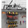 imageJUNNUJ Power Tool Organizer with 10 Outlet Power Strip 4 Layer Wall Mount Drill Holder with Charging Station 4 Drills Storage Shelf Shop Garage Utility Rack BlackStandard