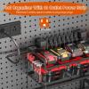 imageJUNNUJ Power Tool Organizer with 10 Outlet Power Strip 4 Layer Wall Mount Drill Holder with Charging Station 4 Drills Storage Shelf Shop Garage Utility Rack BlackLarge