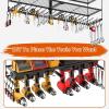 imageJUNNUJ Power Tool Organizer with 10 Outlet Power Strip 4 Layer Wall Mount Drill Holder with Charging Station 4 Drills Storage Shelf Shop Garage Utility Rack BlackLarge