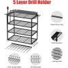 imageJUNNUJ Tool Organizer with Charging Station 3 Layers Wall Mount Garage Tools Storage with 8 Outlets Power Strip 4 Drills Holder Battery Heavy Duty Metal Shelf Utility Rack with Hooks BlackBlack