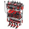 imageJUNNUJ Tool Organizer with Charging Station 3 Layers Wall Mount Garage Tools Storage with 8 Outlets Power Strip 4 Drills Holder Battery Heavy Duty Metal Shelf Utility Rack with Hooks BlackBlack