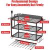 imageJUNNUJ Tool Organizer with Charging Station 3 Layers Wall Mount Garage Tools Storage with 8 Outlets Power Strip 4 Drills Holder Battery Heavy Duty Metal Shelf Utility Rack with Hooks BlackBlack