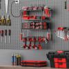 imageJUNNUJ Tool Organizer with Charging Station 3 Layers Wall Mount Garage Tools Storage with 8 Outlets Power Strip 4 Drills Holder Battery Heavy Duty Metal Shelf Utility Rack with Hooks BlackBlack