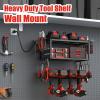 imageJUNNUJ Tool Organizer with Charging Station 3 Layers Wall Mount Garage Tools Storage with 8 Outlets Power Strip 4 Drills Holder Battery Heavy Duty Metal Shelf Utility Rack with Hooks BlackBlack