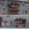 imageJUNNUJ Tool Organizer with Charging Station 3 Layers Wall Mount Garage Tools Storage with 8 Outlets Power Strip 4 Drills Holder Battery Heavy Duty Metal Shelf Utility Rack with Hooks BlackBlack