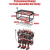 imageJUNNUJ Tool Organizer with Charging Station 3 Layers Wall Mount Garage Tools Storage with 8 Outlets Power Strip 4 Drills Holder Battery Heavy Duty Metal Shelf Utility Rack with Hooks BlackBlack