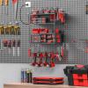 imageJUNNUJ Tool Organizer with Charging Station 3 Layers Wall Mount Garage Tools Storage with 8 Outlets Power Strip 4 Drills Holder Battery Heavy Duty Metal Shelf Utility Rack with Hooks BlackBlack