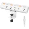 imageDesk Clamp Power Strip Individual Switches JUNNUJ 6 Outlet 800J Surge Protector Clamp Desktop Removable Table Desk Mount Socket Tabletop Edge Station 6FT Power CordWhite