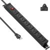 imageJUNNUJ 20 Amp Power Strip Surge Protector 4800J Heavy Duty 8 Outlet Metal Multi Angle Mount 20A Garage Power Strip Shop 620R TSlot 520P Plug 12 Gauge Extension Cord 6ft for Appliance6 FT