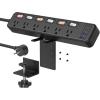 imageJUNNUJ Clamp Power Strip Standing Desk with 20W USB C 2 in 1 Clip Desktop Surge Protector Edge Mount Outlet with 6 Individual Switches Fit 26 inch Table Top 6 FT Extension Cord Flat Plug 1200J10FT
